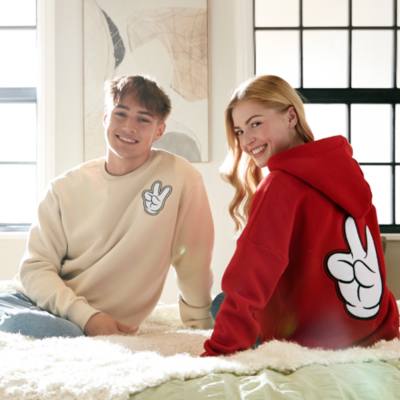 Mickey Mouse Peace Zip Front Hooded Sweatshirt For Adults