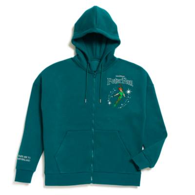 Peter Pan Teal Zip Front Hooded Sweatshirt For Adults