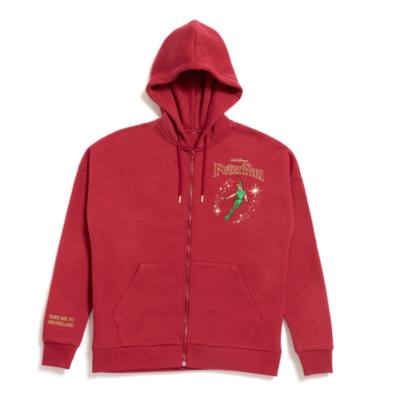 Peter Pan Burgundy Zip Front Hooded Sweatshirt For Adults