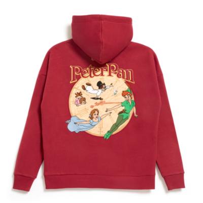 Peter Pan Burgundy Zip Front Hooded Sweatshirt For Adults
