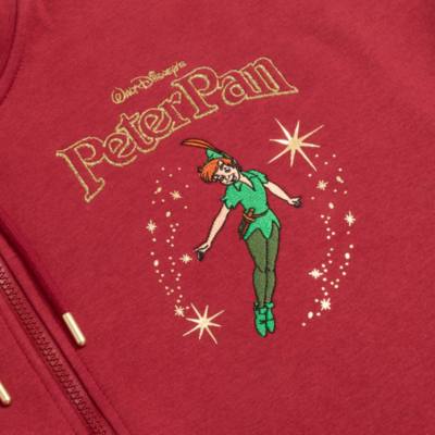 Peter Pan Burgundy Zip Front Hooded Sweatshirt For Adults