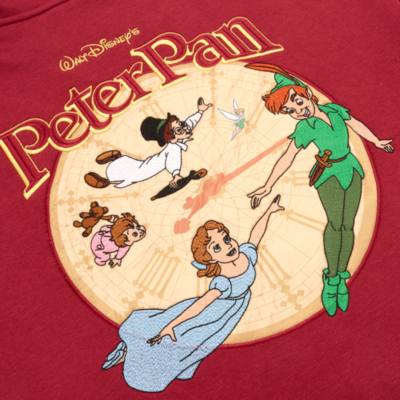 Peter Pan Burgundy Zip Front Hooded Sweatshirt For Adults