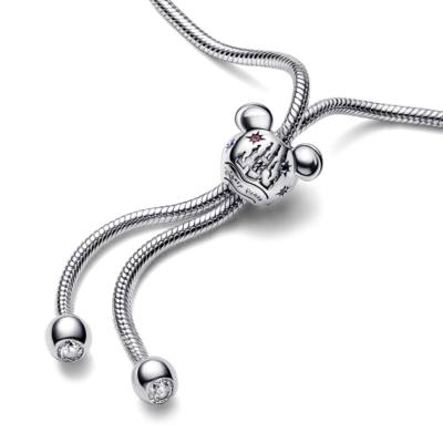 Disney Parks X Pandora Mickey Mouse Pandora Moments Clasp Snake Chain Slider Bracelet