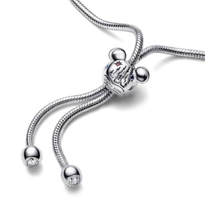 Disney Parks X Pandora Mickey Mouse Pandora Moments Clasp Snake Chain Slider Bracelet