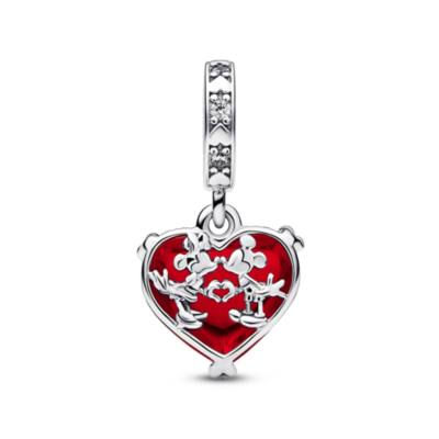 Disney X Pandora Mickey & Minnie Mouse Kiss Red Murano Glass Dangle ...