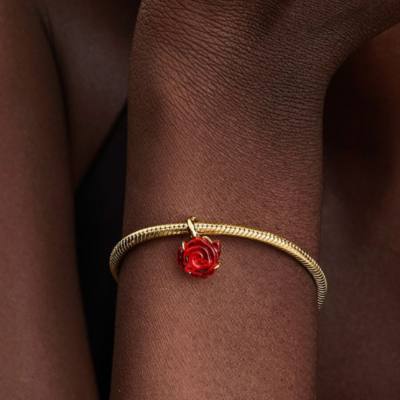 Disney X Pandora Beauty and the Beast Enchanted Rose Dangle Charm