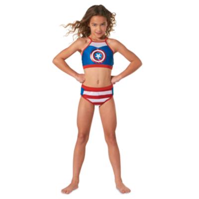 Captain America - 3-teiliger Bikini und Sonnenschutzhemd f&uuml;r Kinder