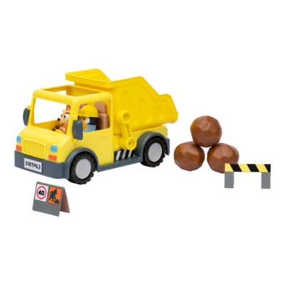 Moose Toys Bluey's Dump Truck With Exclusive Hard-Hat Bluey and Muddy Bingo Figures