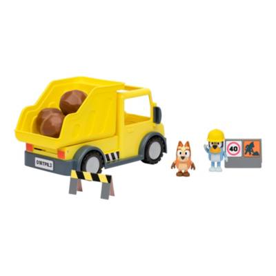 Moose Toys Bluey's Dump Truck With Exclusive Hard-Hat Bluey and Muddy Bingo Figures