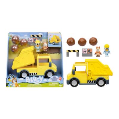 Moose Toys Bluey's Dump Truck With Exclusive Hard-Hat Bluey and Muddy Bingo Figures