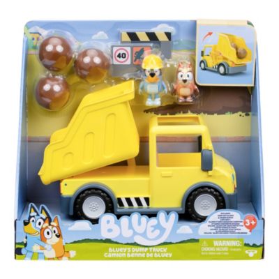Moose Toys Bluey's Dump Truck With Exclusive Hard-Hat Bluey and Muddy Bingo Figures