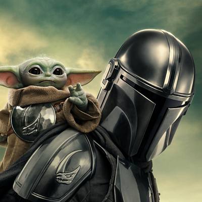 Background image of The Mandalorian and Grogu